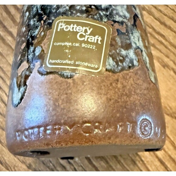 Vintage Pottery Craft Vase Drip High Glaze Art Pottery 5" Rust Brown Bluen USA - Picture 2 of 13